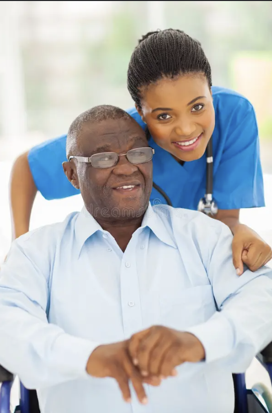 Nurse assisting senior with daily care